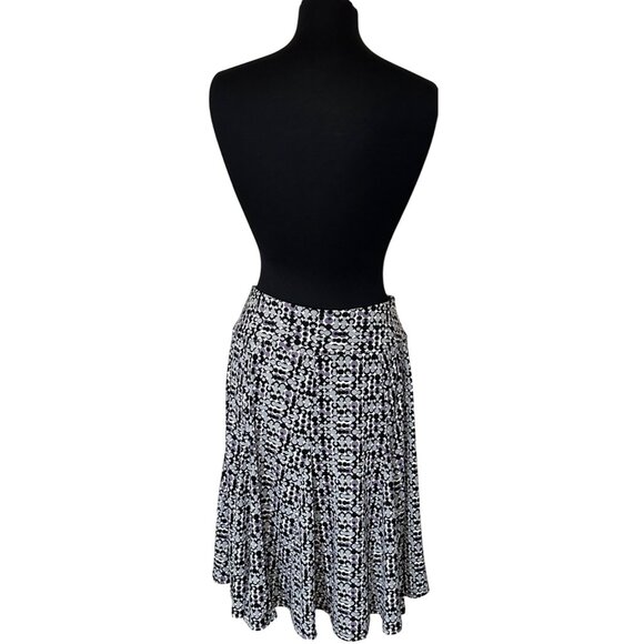 APT. 9 Flare Mid-Rise Midi Skirt Gray Black Geometric Poly Blend Women's Size S - Picture 2 of 11